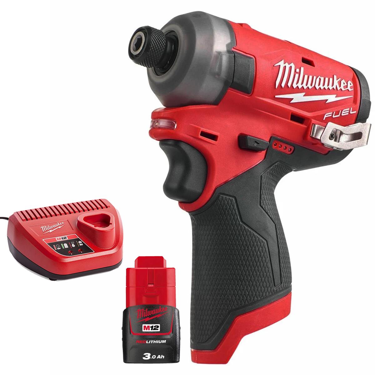 Milwaukee M12FQID-0 12V Hydraulic Impact Driver With 1 x 3.0Ah Battery & Charger
