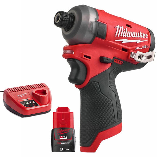 Milwaukee M12FQID-0 12V Hydraulic Impact Driver With 1 x 3.0Ah Battery & Charger