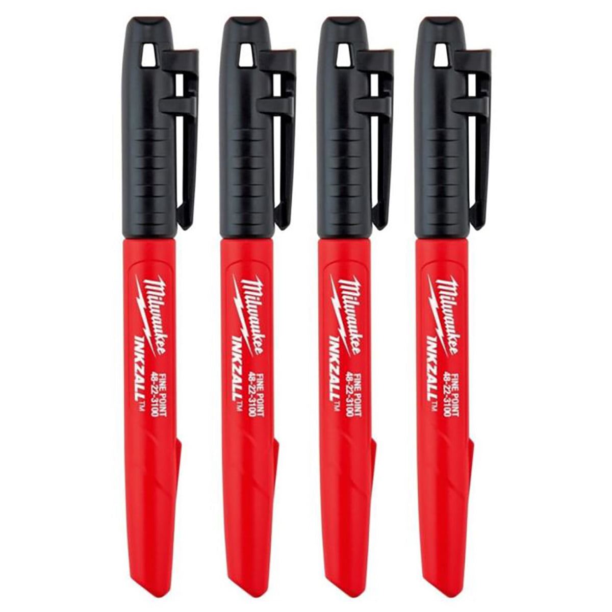 Milwaukee INKZALL Markers Black 4 Pieces Set 4932480551