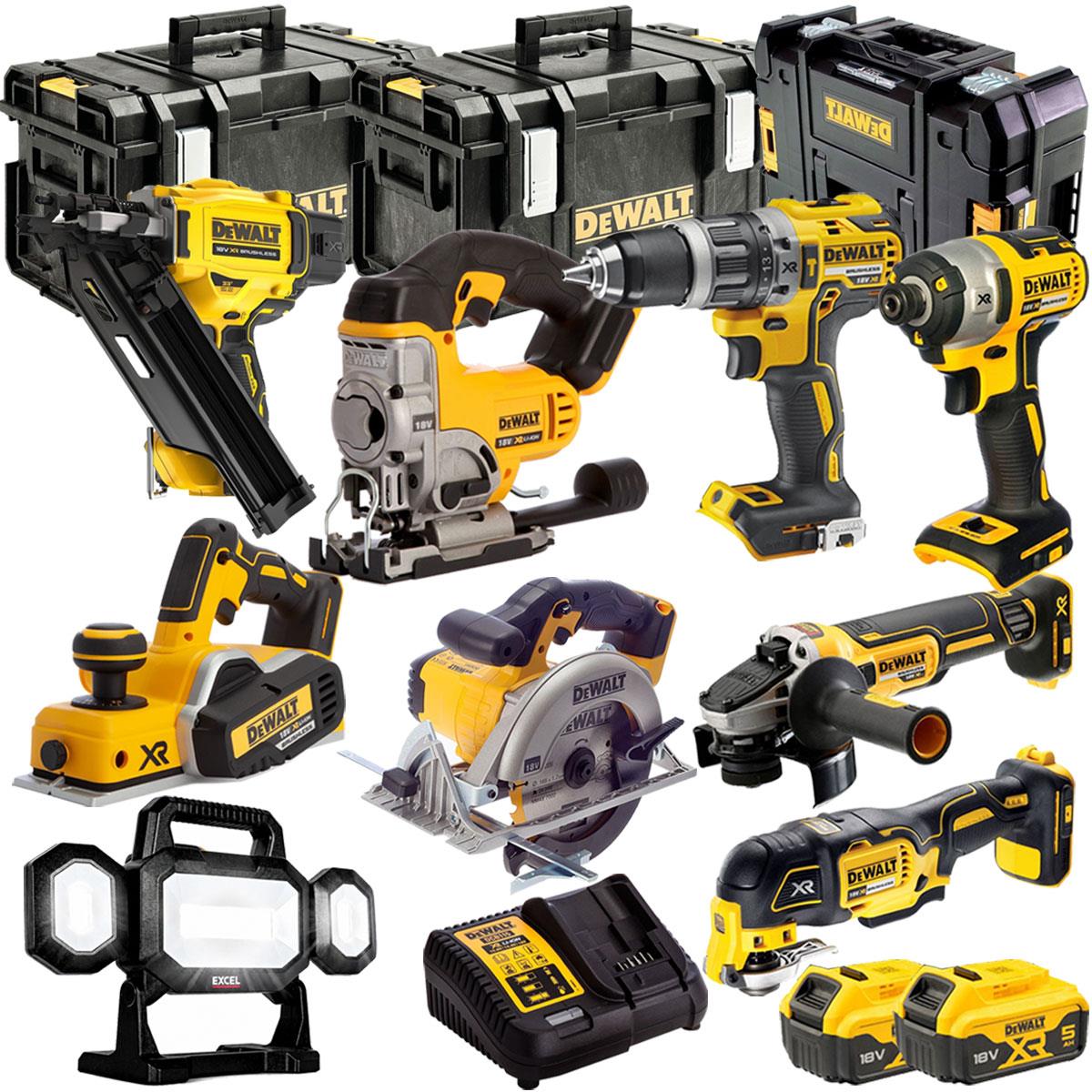 Dewalt 18V 9 Piece Power Tool Kit with 2 x 5.0Ah Batteries T4TKIT-878