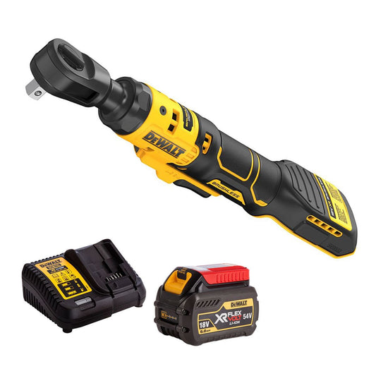 DeWalt DCF513N-XJ 18V XR Brushless 3/8" Open Head Ratchet with 1 x 6.0Ah Battery & Charger