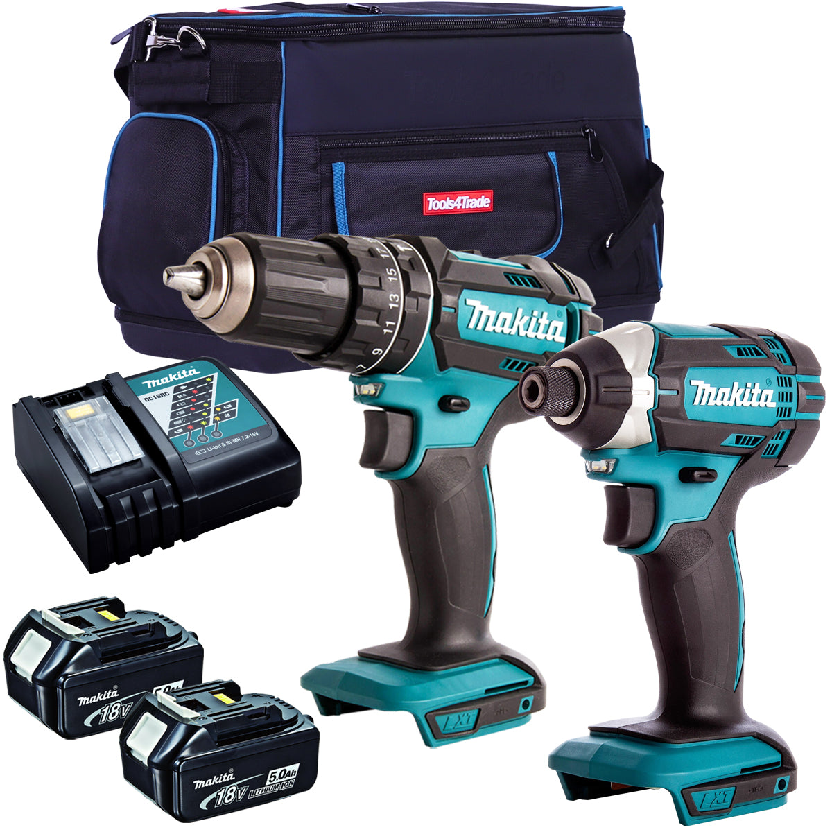 Makita 18V 2 Piece Power Tool Kit with 1 x 5.0Ah Batteries T4TKIT-99790