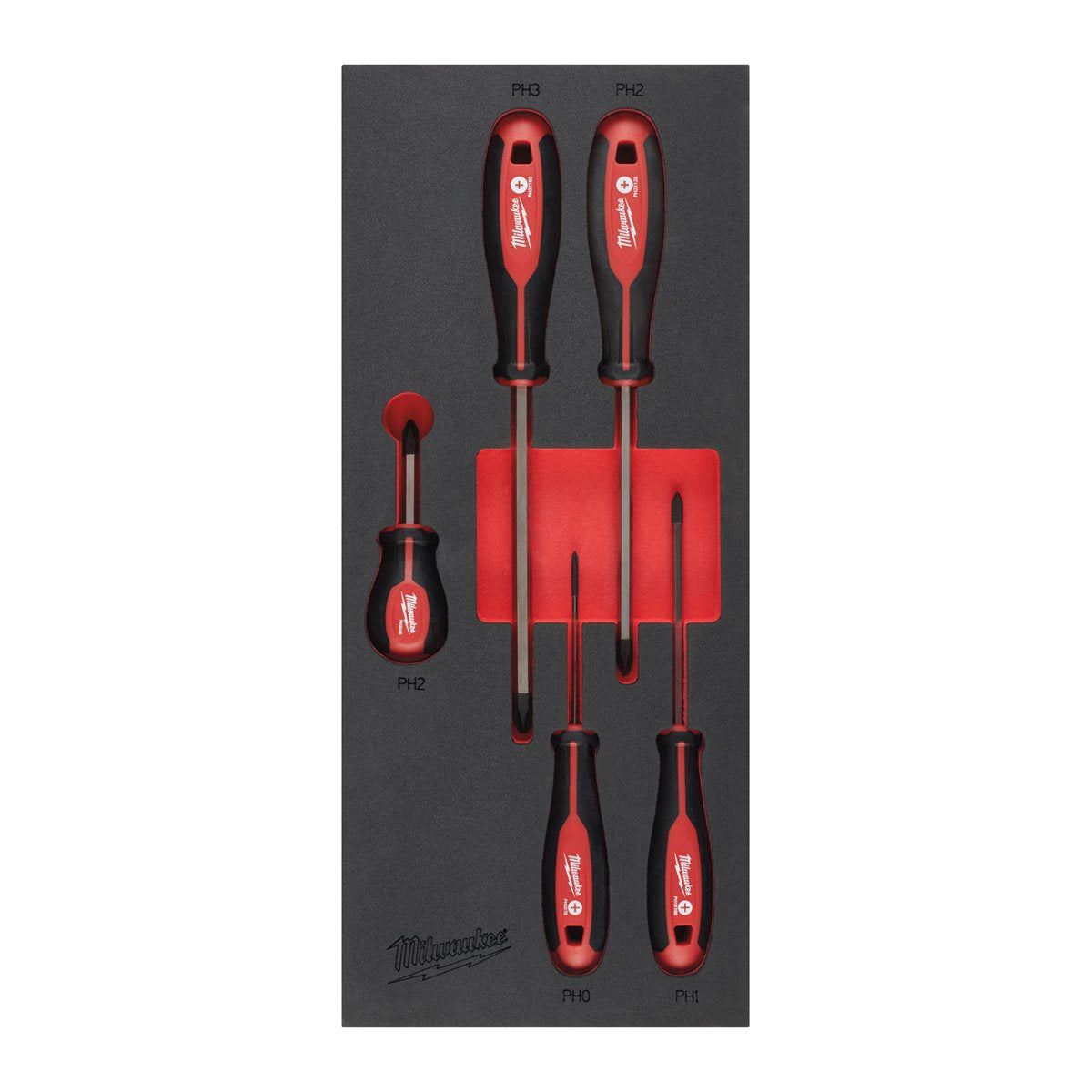 Milwaukee 5 Piece Phillips Tri-Lobe Screwdriver Set in Foam Insert 4932492393