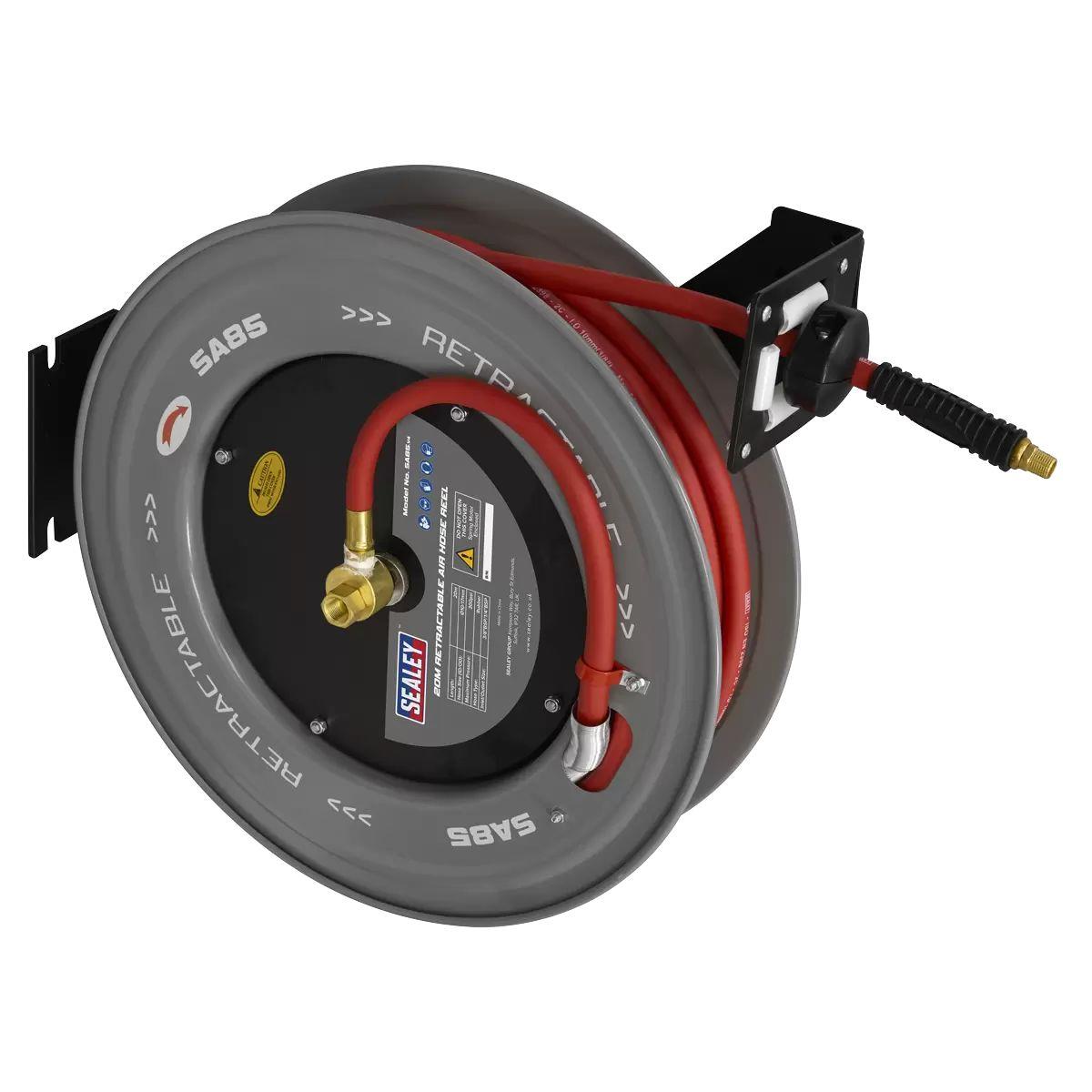 Sealey SA85 Retractable 20m Air Hose Metal Reel Ø10mm Rubber Hose