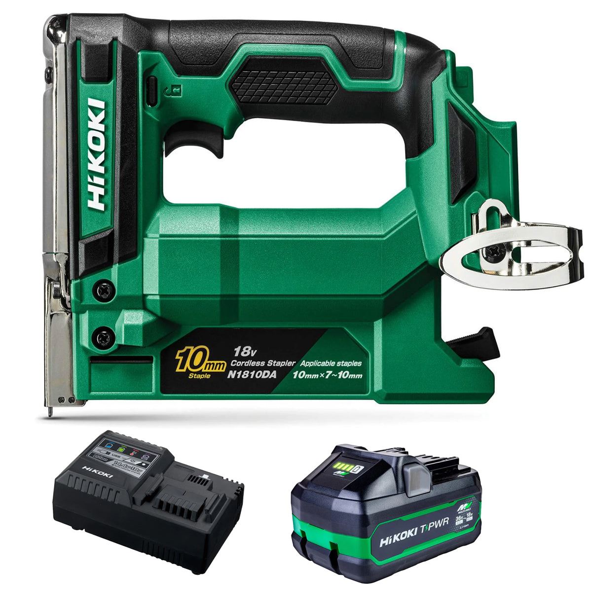 Hikoki N1810DAW4Z 18V 10mm Crown Width Fine Wire Stapler with 1 x 8.0Ah Battery & Charger