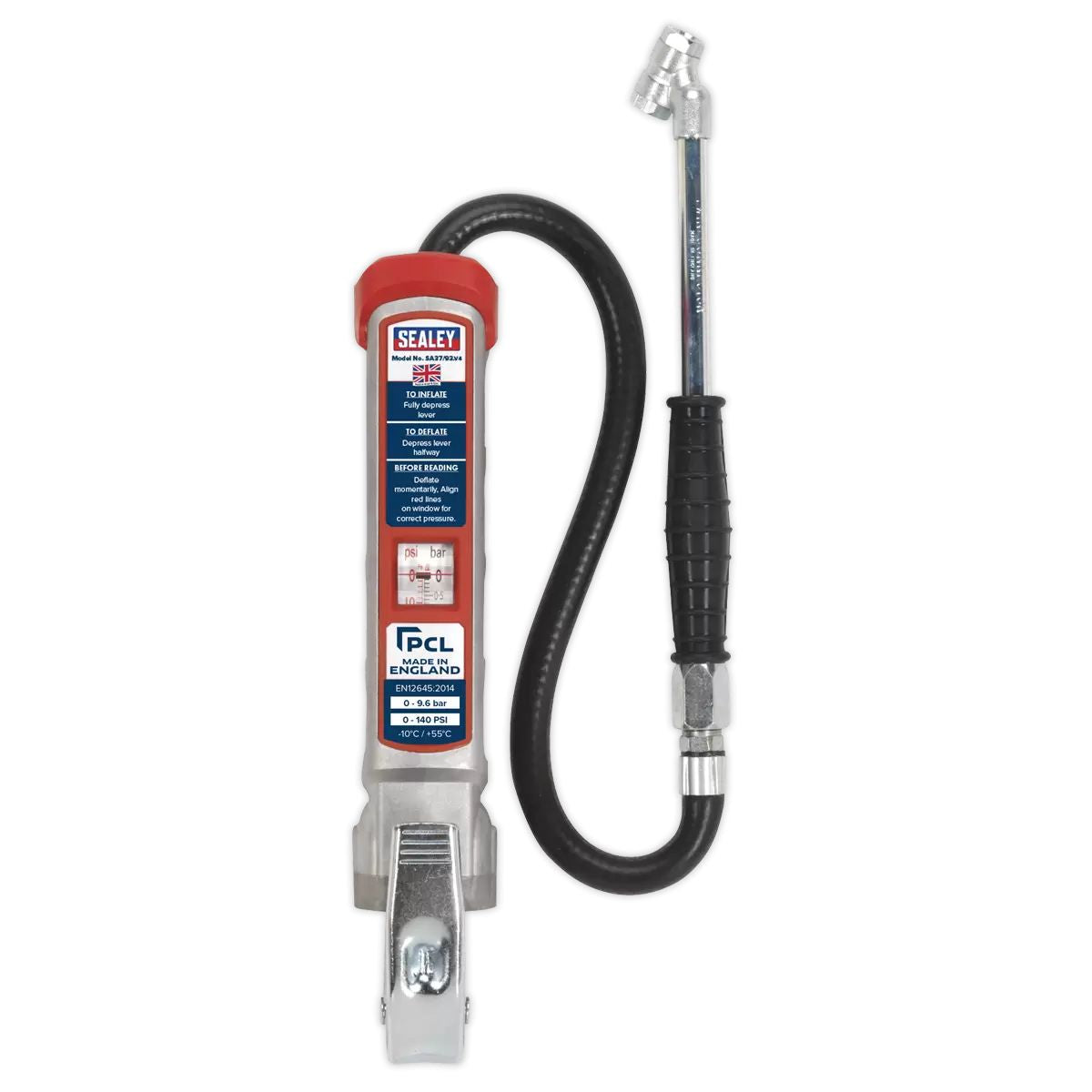 Sealey SA37/93 Professional Tyre Inflator with Twin Push-On Connector