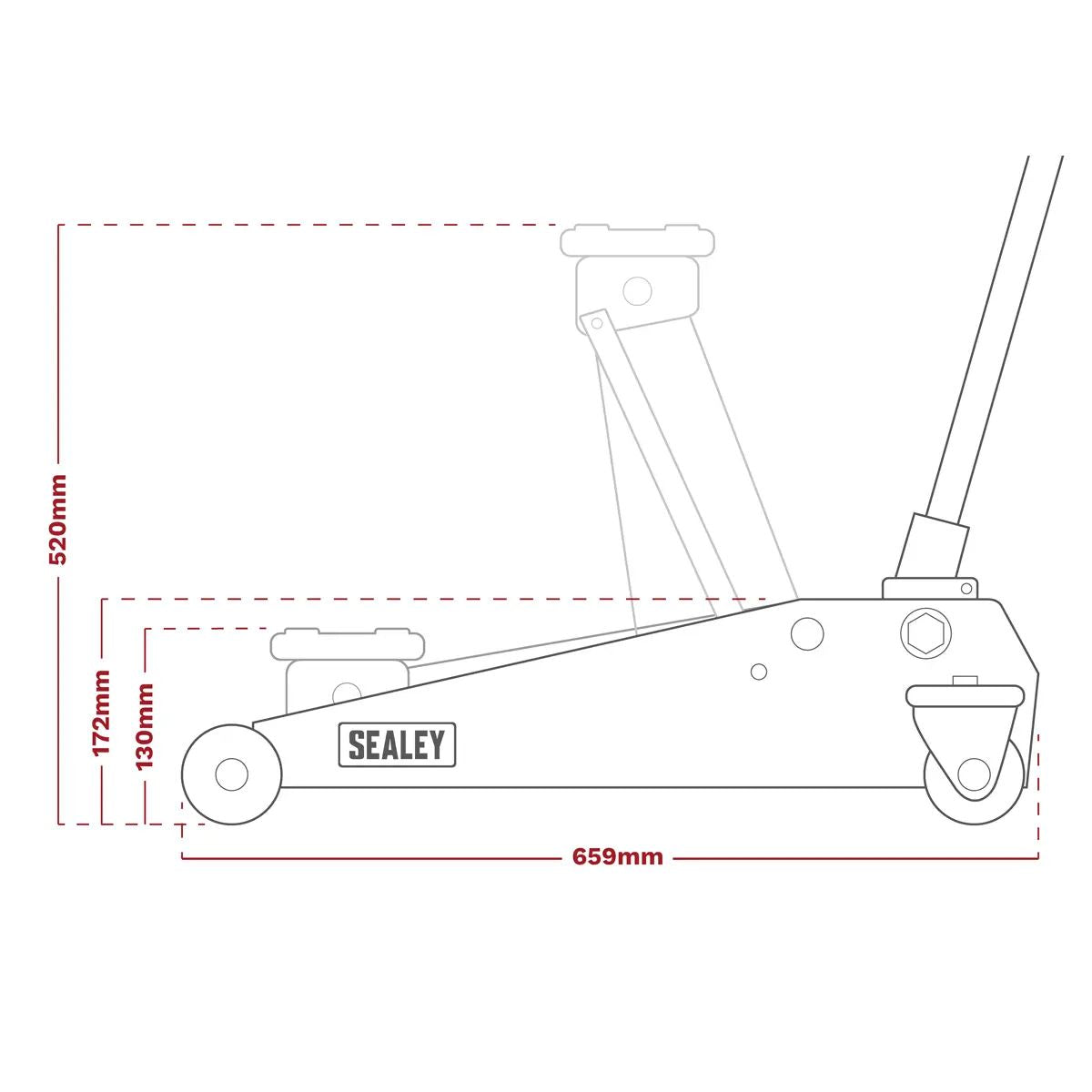 Sealey 3000CXDCOMBO1 Trolley Jack 3t & Axle Stands Pair 3t per Stand Combo