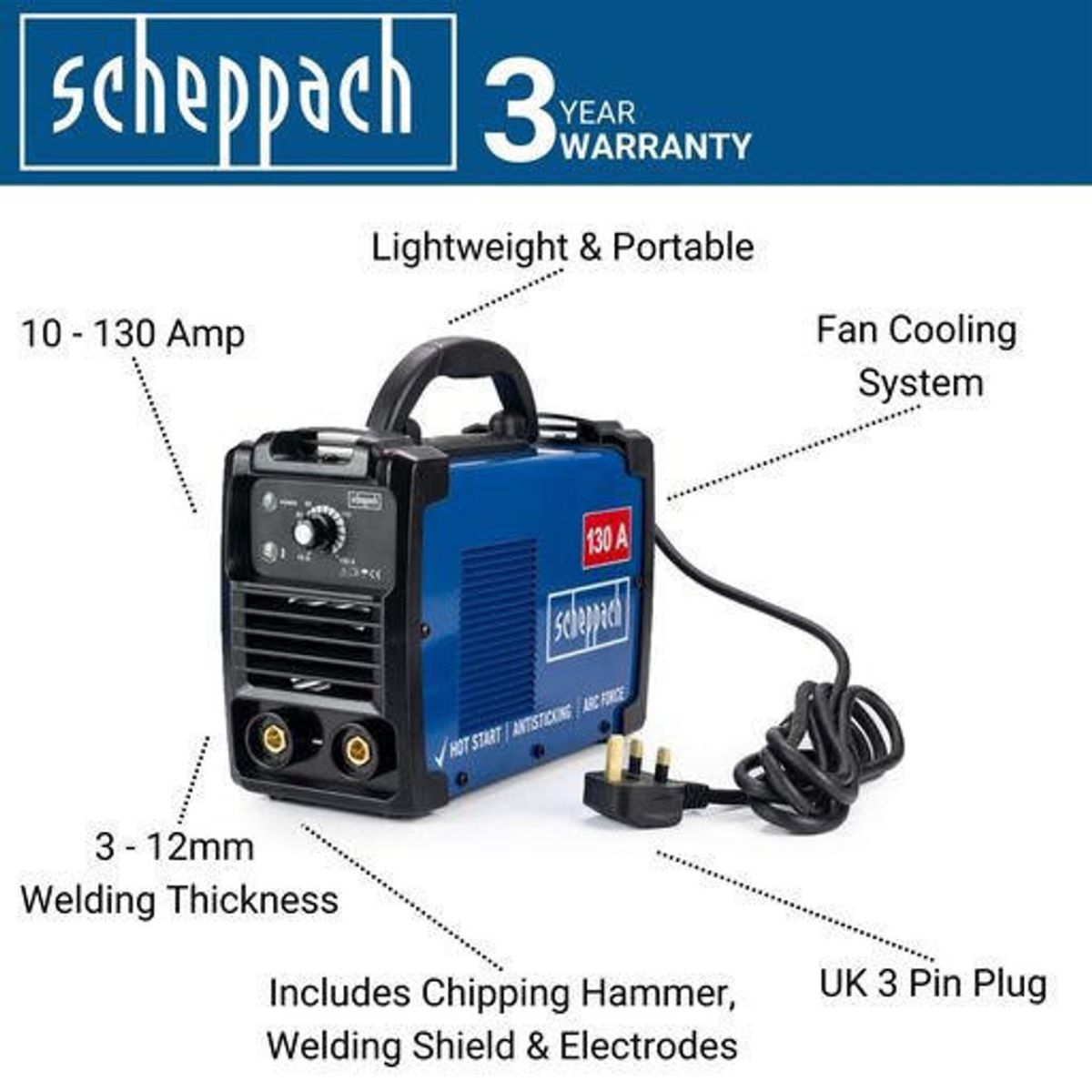 Scheppach WSE1000 130 Amp Electric Inverter Welder 230V