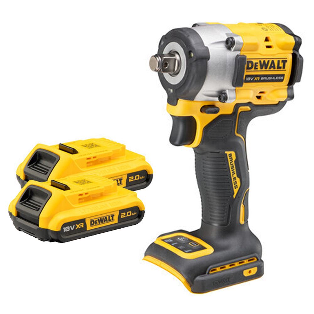 Dewalt DCF921D2T 18V XR Brushless 1/2in Impact Wrench With 2 x 2.0Ah Batteries Charger In Case