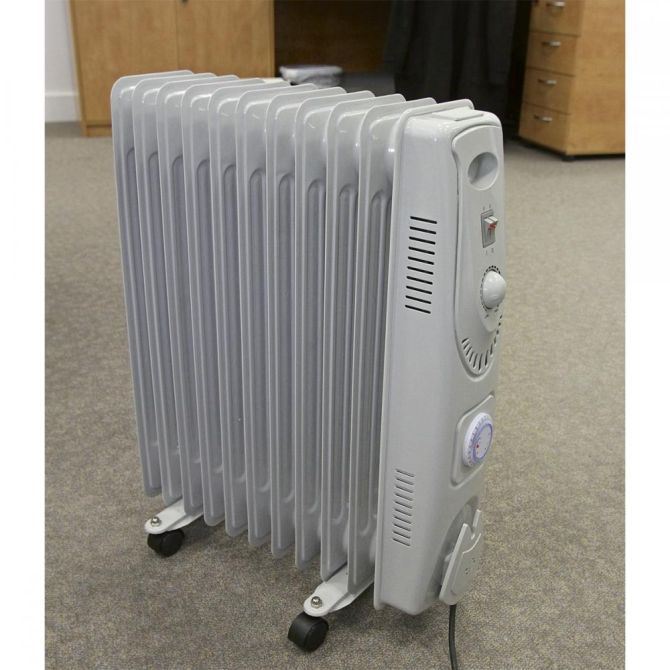 Sealey RD2500T Oil Filled Radiator with Timer 2500W/230V