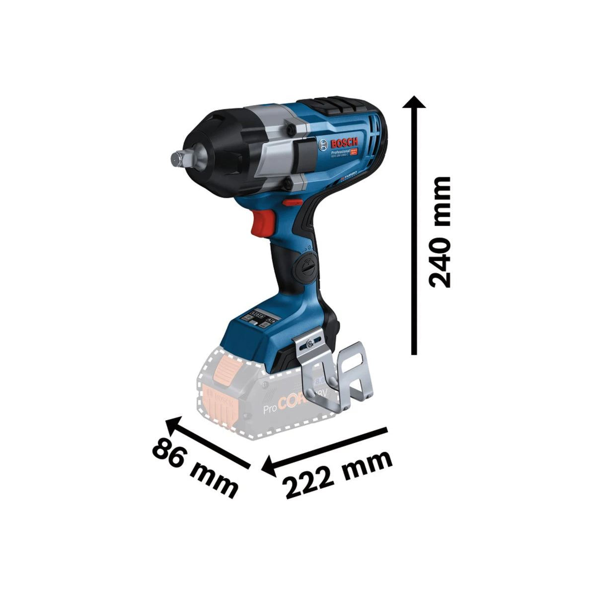 Bosch GDS 18V-1000 C Pro Impact Wrench Body only for Heavy-Duty Performance 06019J8000