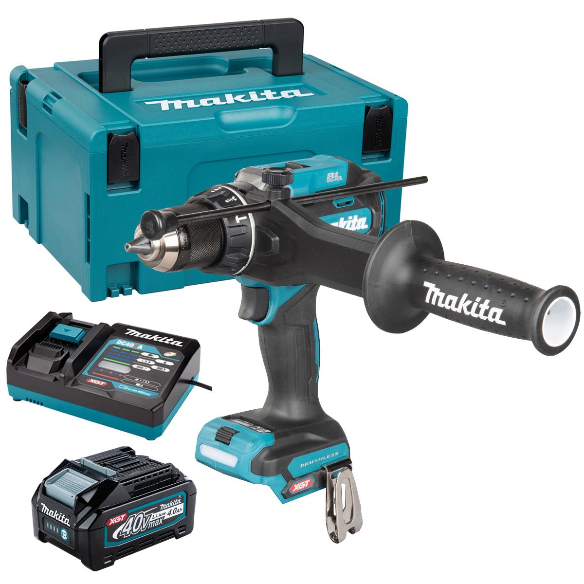 Makita HP003GZ01 40V Max XGT Brushless Combi Drill with 1 x 4.0Ah Battery Charger & Case