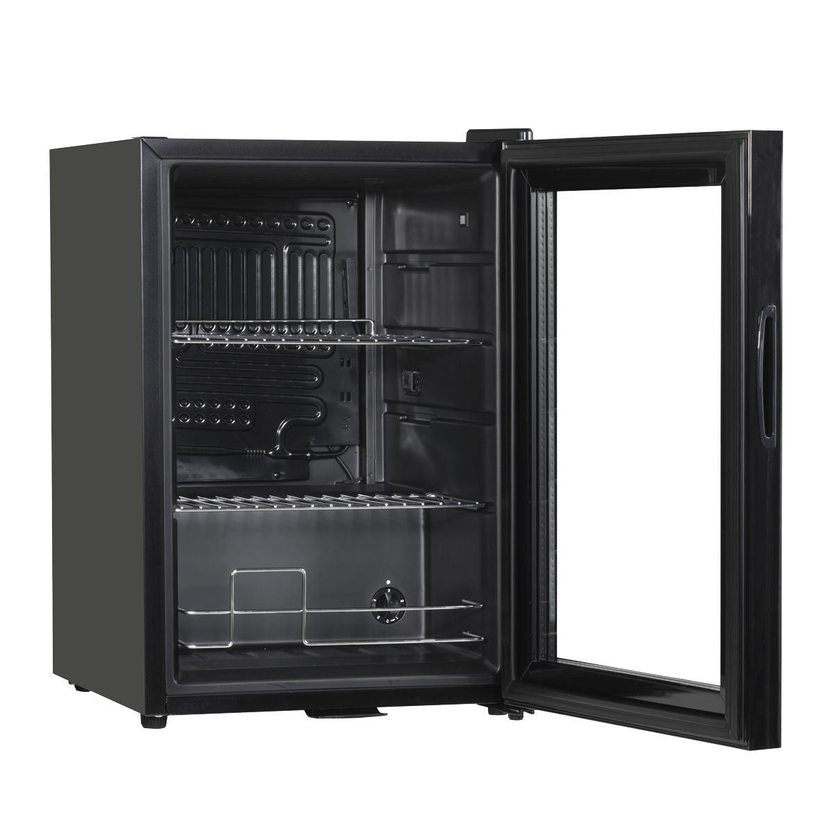 Sealey DH62 Baridi Drinks Fridge with LED Light & Glass Door 60L Black