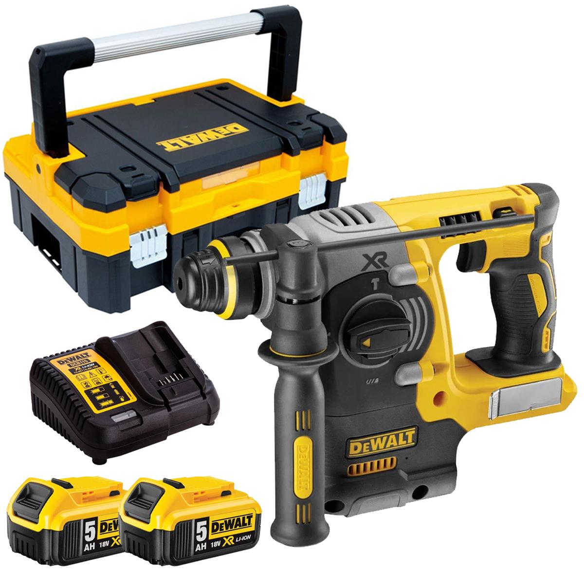 Dewalt DCH273N 18V Brushless SDS+ Rotary Hammer Drill With 2 x 5.0Ah Battery Charger & Organiser Box