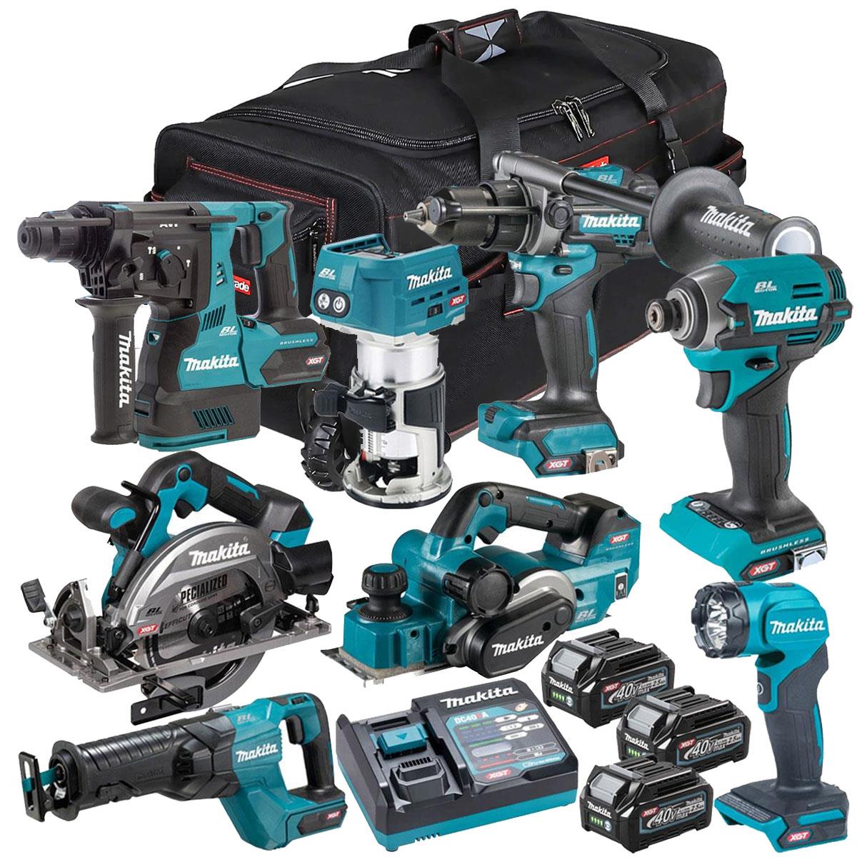 Makita 40V XGT 8 Piece Brushless Power Tool Kit with 3 x 2.5Ah Battery T4TKIT-16048