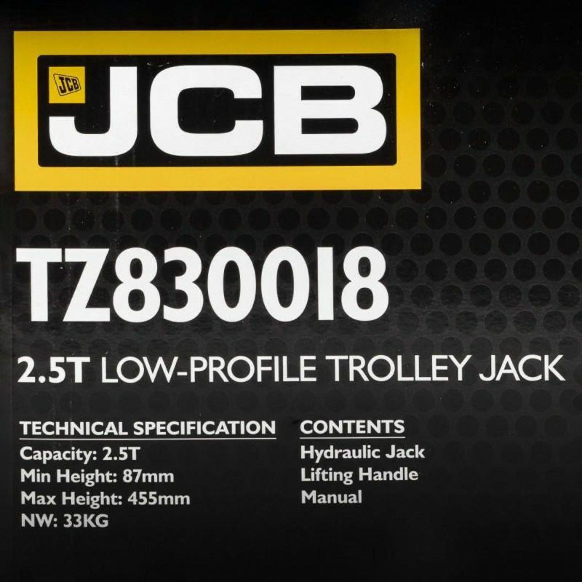 JCB-TZ830018 2.5 Tonne Low-Profile Hydraulic Trolley Jack