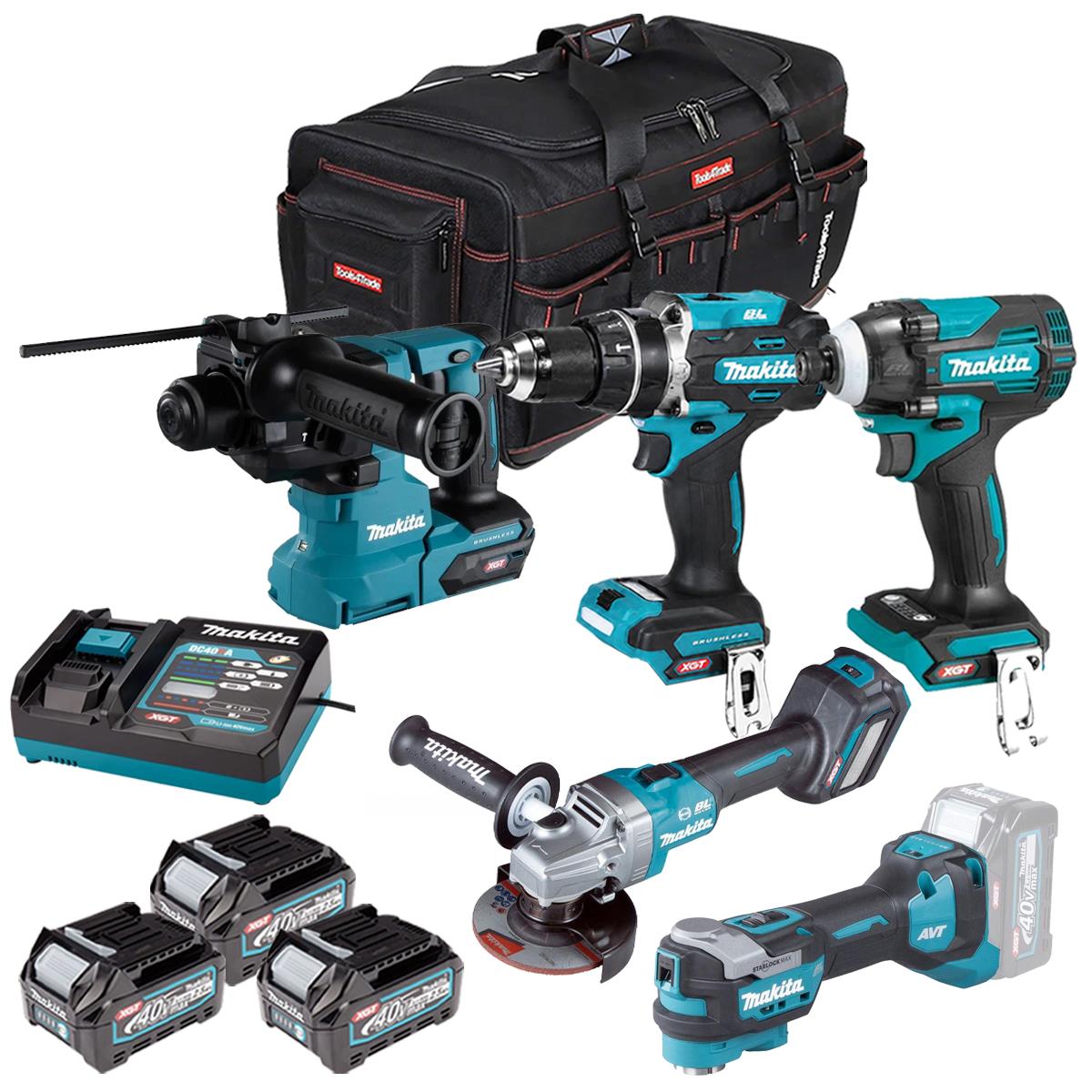 Makita 40V 5 Piece Combo Kit with 2 x 2.5Ah Batteries & Charger T4TKIT-6739