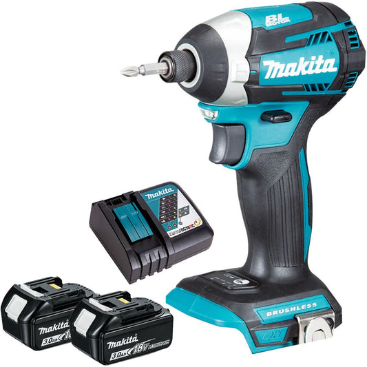 Makita DTD154Z 18V Brushless 1/4" Impact Driver with 2 x 3.0Ah Battery & Charger
