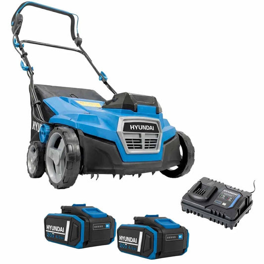 Hyundai HY40CSC38 2 x 20V 2-in-1 Brushless Scarifier & Aerator 38cm with 2 x 4.0Ah Batteries and Charger
