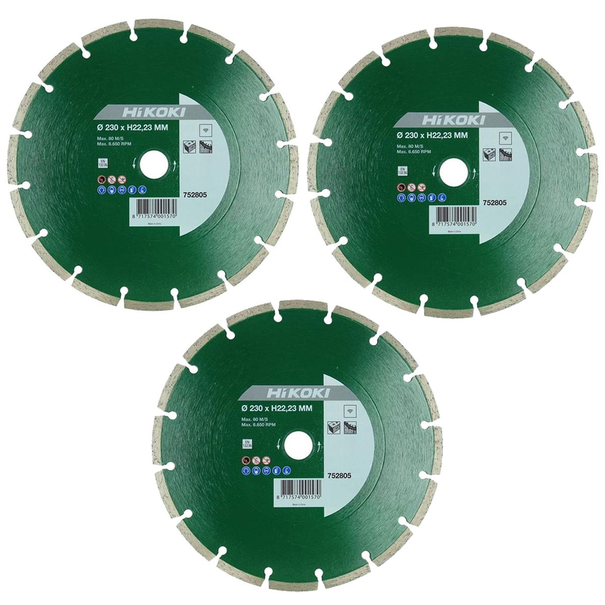HiKOKI 752805 230mm Universal Diamond Saw Blade Pack of 3