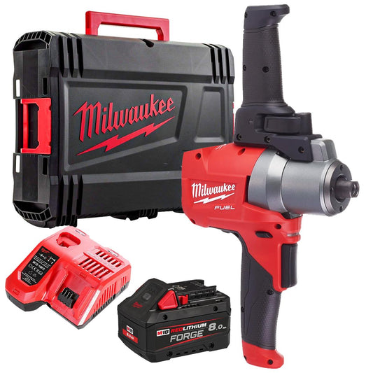 Milwaukee M18FPM-0X 18V FUEL Brushless Paddle Mixer With 1 x 8.0Ah Battery Charger & Case