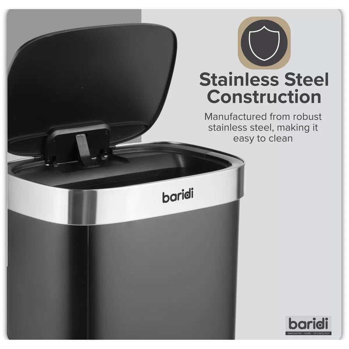 Sealey DH283 Baridi Sensor Bin 80L Black/Stainless Steel