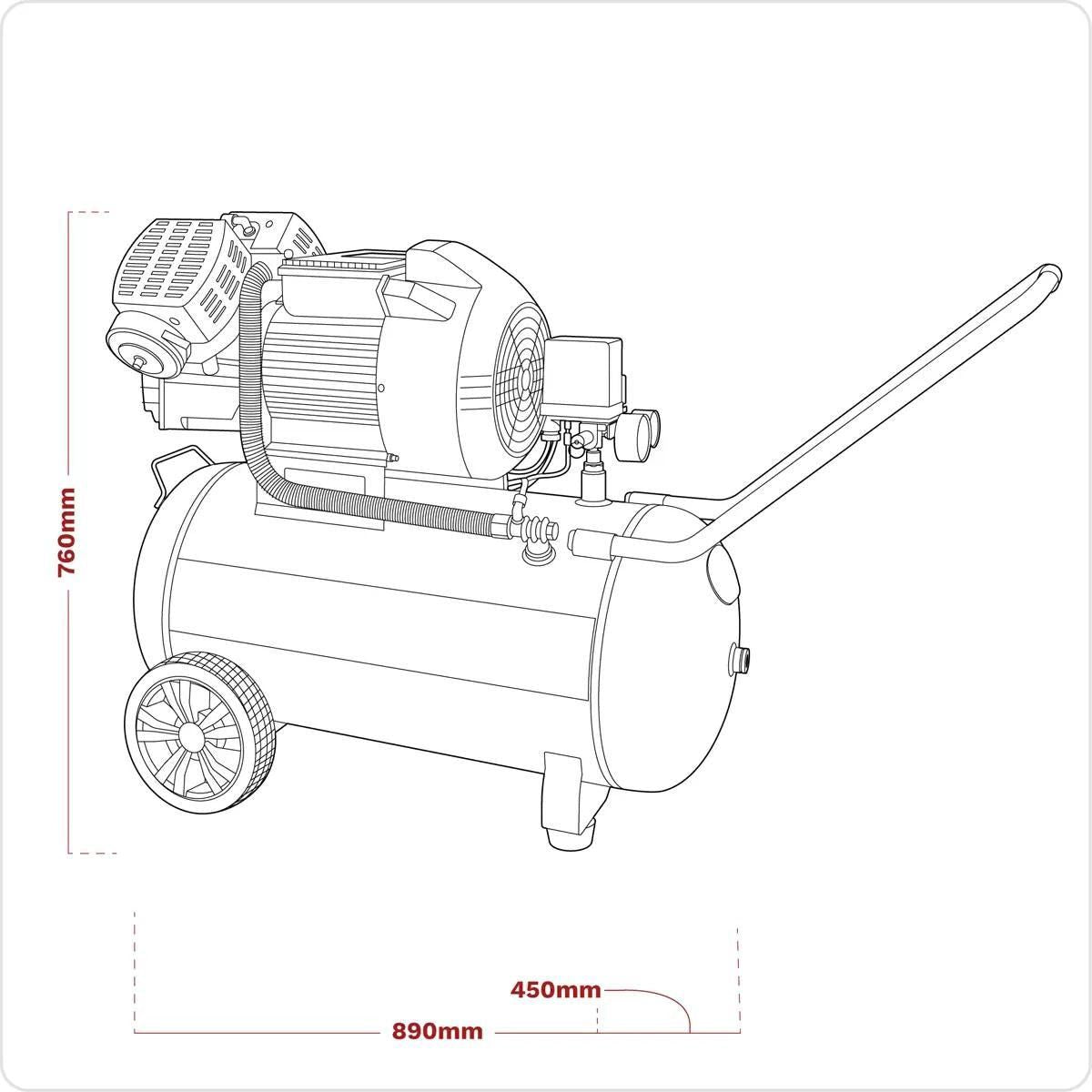 Sealey SAC10030VE 100L V-Twin Direct Drive Air Compressor 230V/13A
