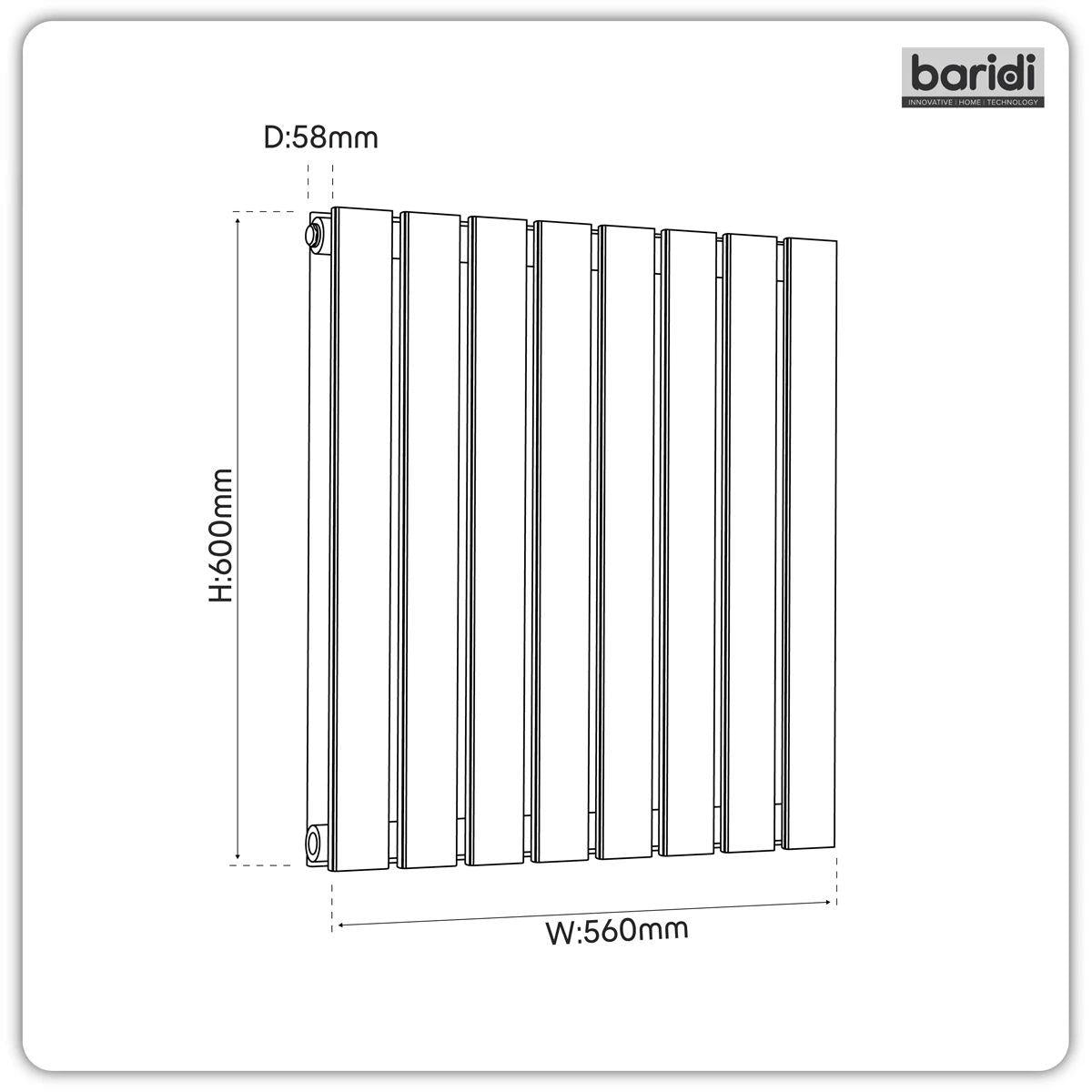 Sealey DH339 Baridi Horizontal Radiator Contemporary Double Flat Panel Design 600 x 560mm Anthracite