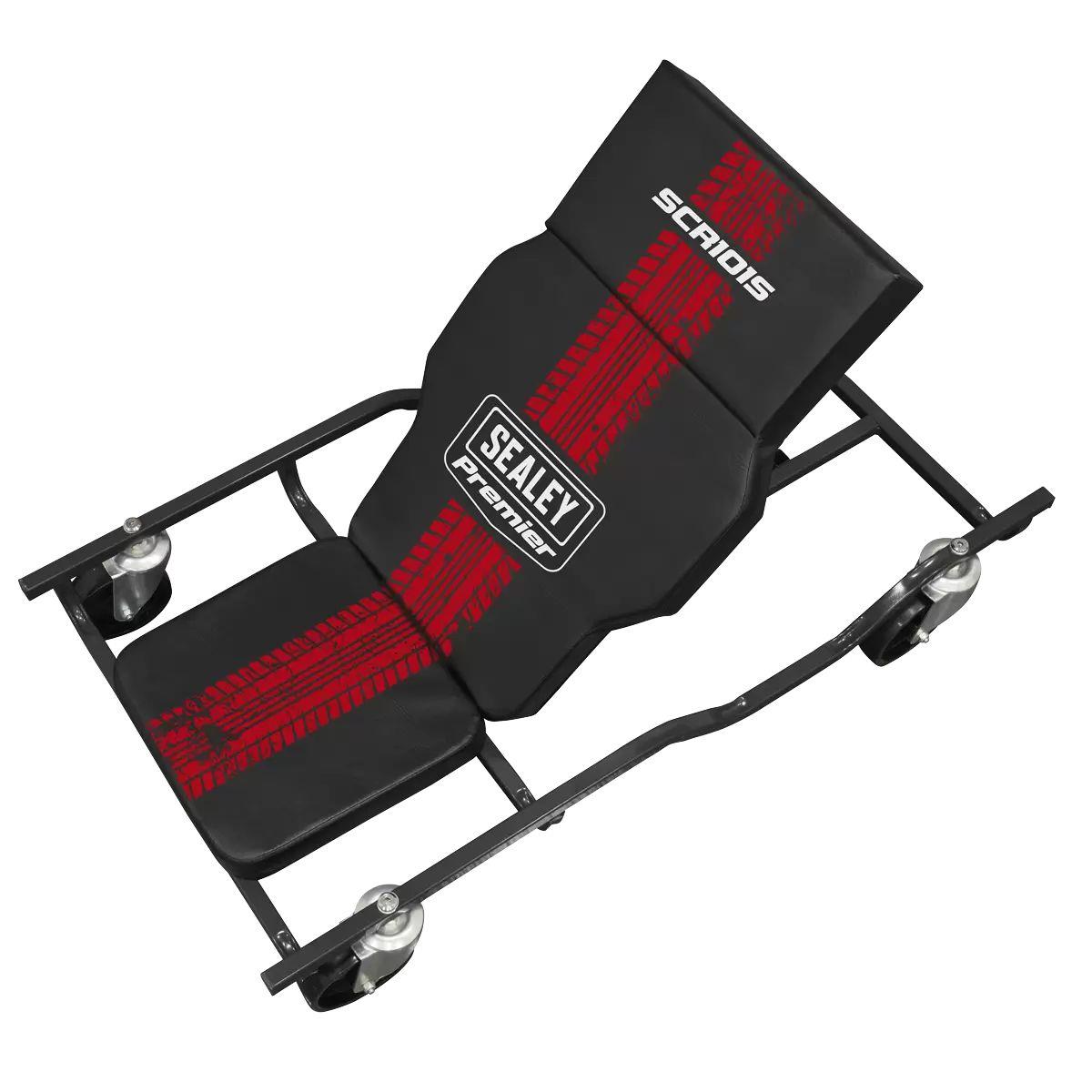 Sealey SCR101S Steel Creeper with 4 Rough Ground 5 Inch Wheels & Adjustable Back/Headrest