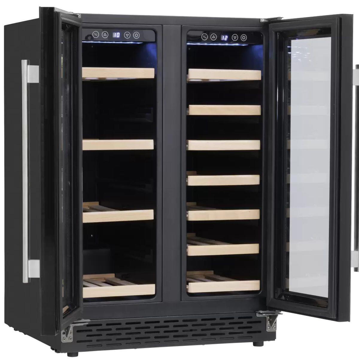 Sealey DH96 Baridi 40 Bottle/120 Can Dual Zone Undercounter/Freestanding Wine & Drinks Fridge Black 230V