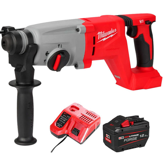 Milwaukee M18BLHACD26-0 18V Brushless SDS+ D-Handle Rotary Hammer Drill with 1 x 12.0Ah Battery & Charger