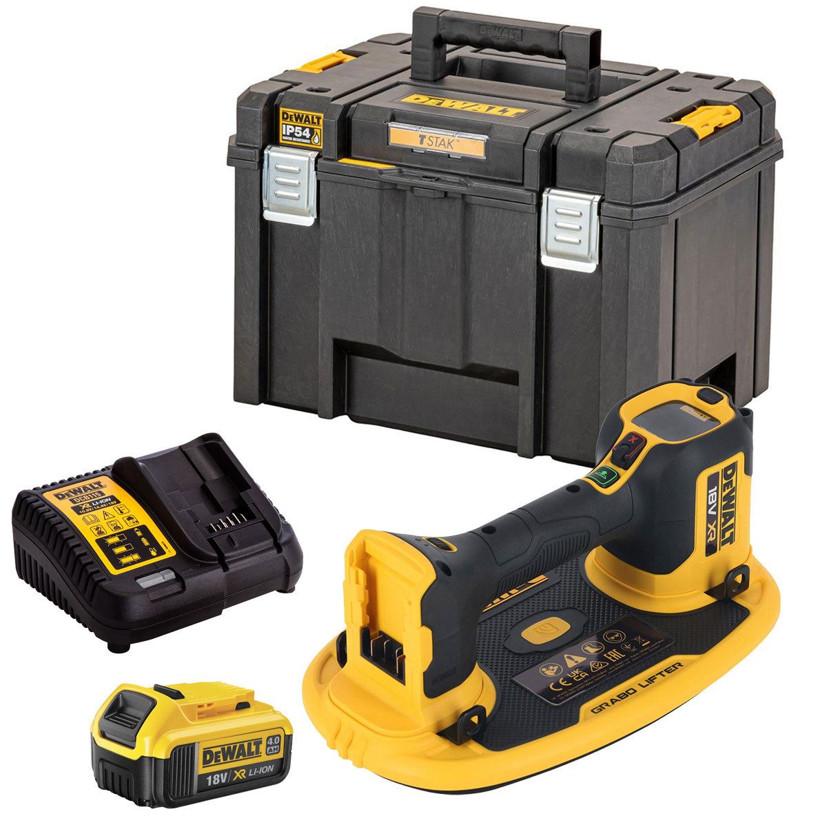 Dewalt DCE590N 18V XR Grabo Suction Lifter with 1 x 4.0Ah Battery Charger & Case