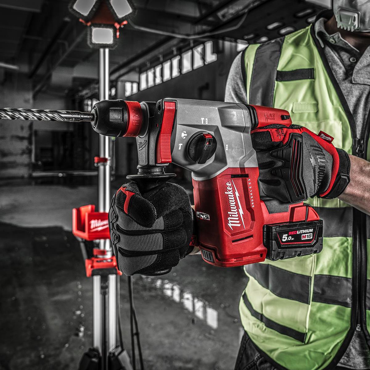 Milwaukee M18BLHX100P-502P 18V M18 Brushless 4 Mode SDS-Plus Hammer Drill With 2 x 5.0Ah Battery, Charger, Drill Bits & Case 4933499039