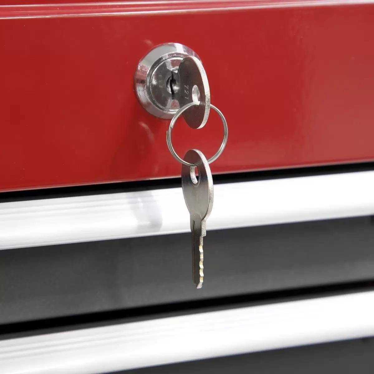 Sealey AP2200BB 6 Drawer Topchest & Rollcab with Ball-Bearing Slides Red/Grey
