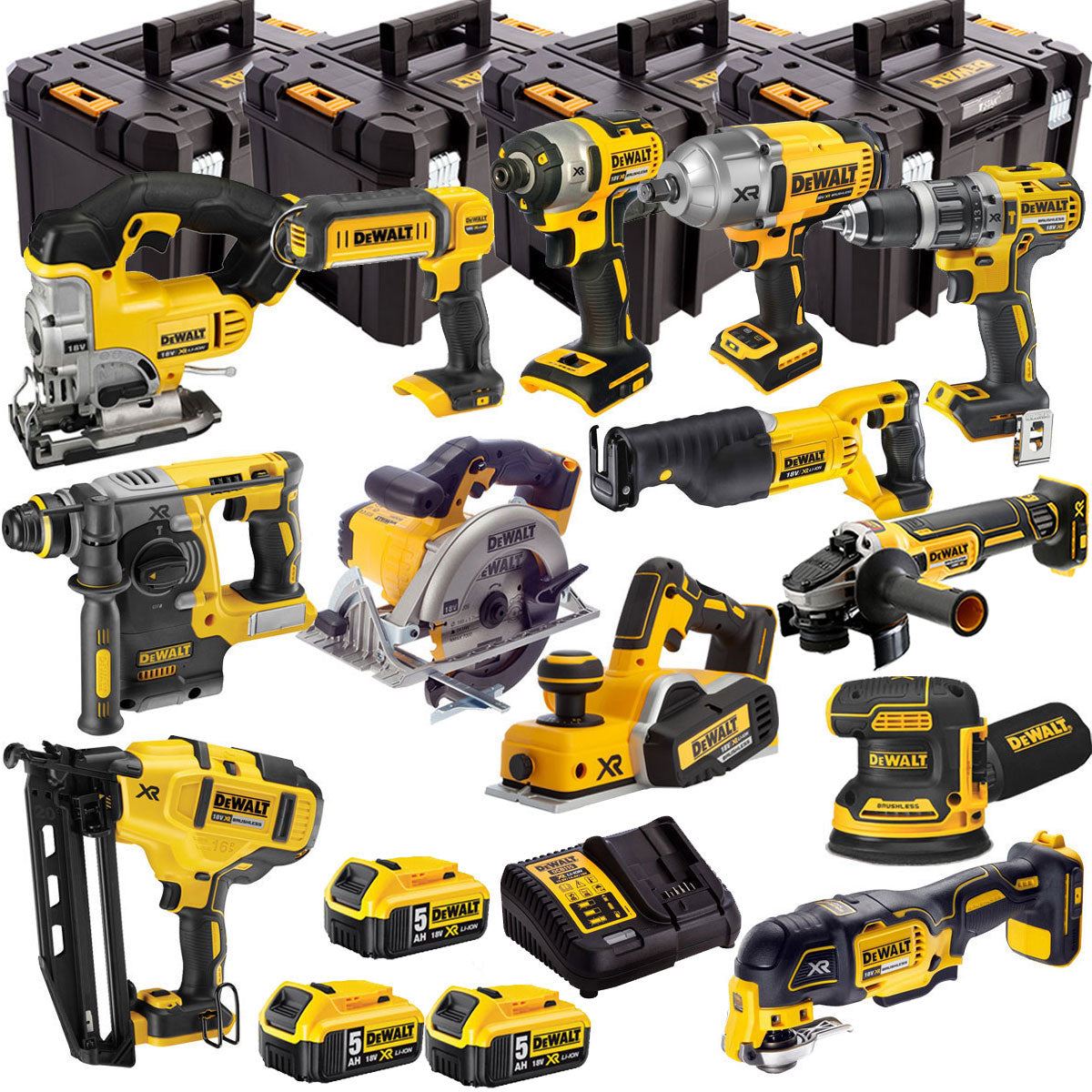 Dewalt 18V 13 Piece Power Tool Kit with 3 x 5.0Ah Batteries T4TKIT-4823