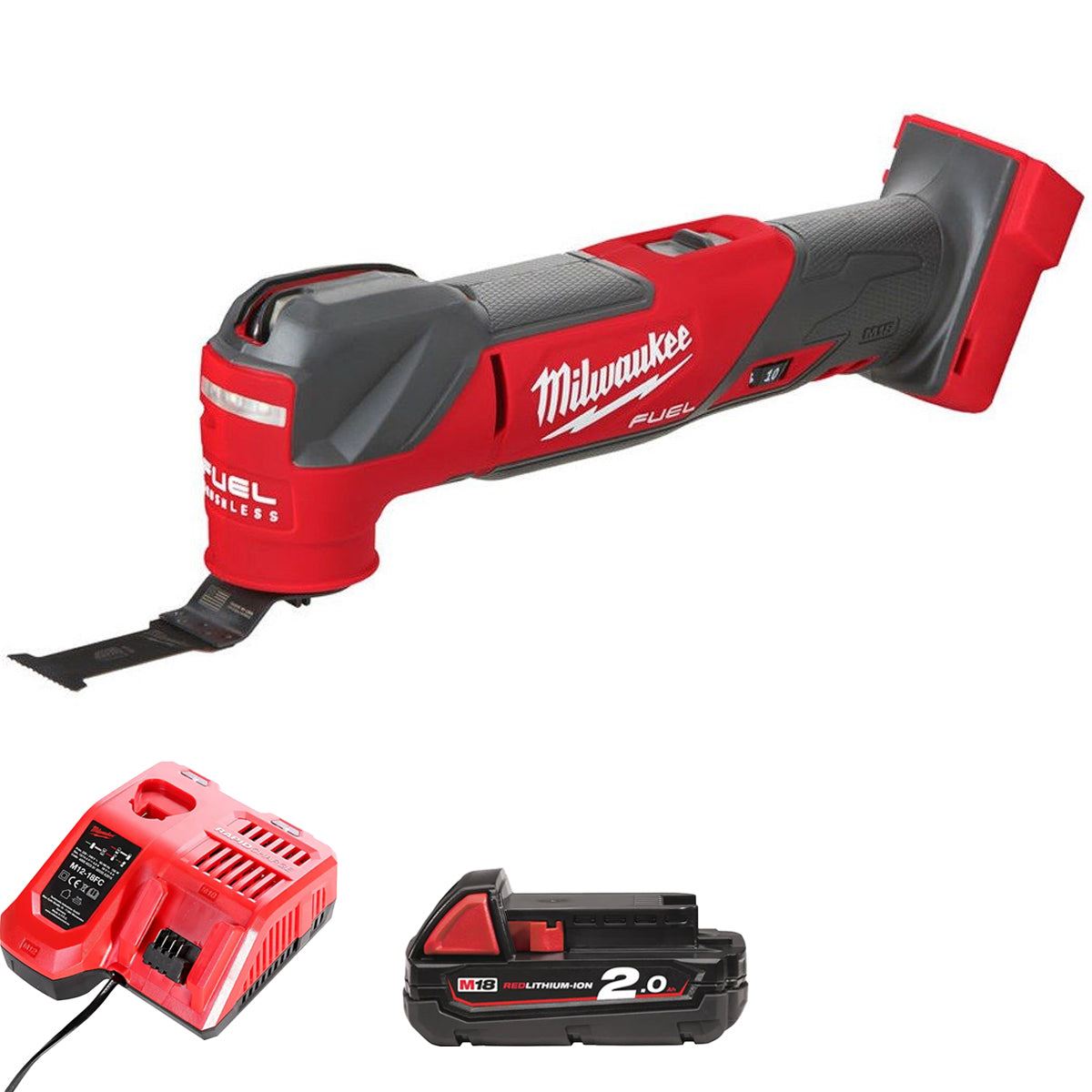 Milwaukee M18FMT-0 18V Fuel Brushless Multi Tool with 1 x 2.0Ah Battery & Charger