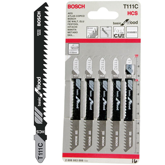 Bosch T111C Wood Jigsaw Blade Pack of 5 - 2608630033