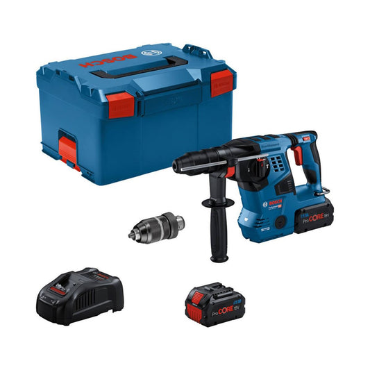 Bosch GBH 18V-28 CF SDS-Plus Rotary Hammer with 2 x 5.5Ah Batteries & Charger in Case 0611921075
