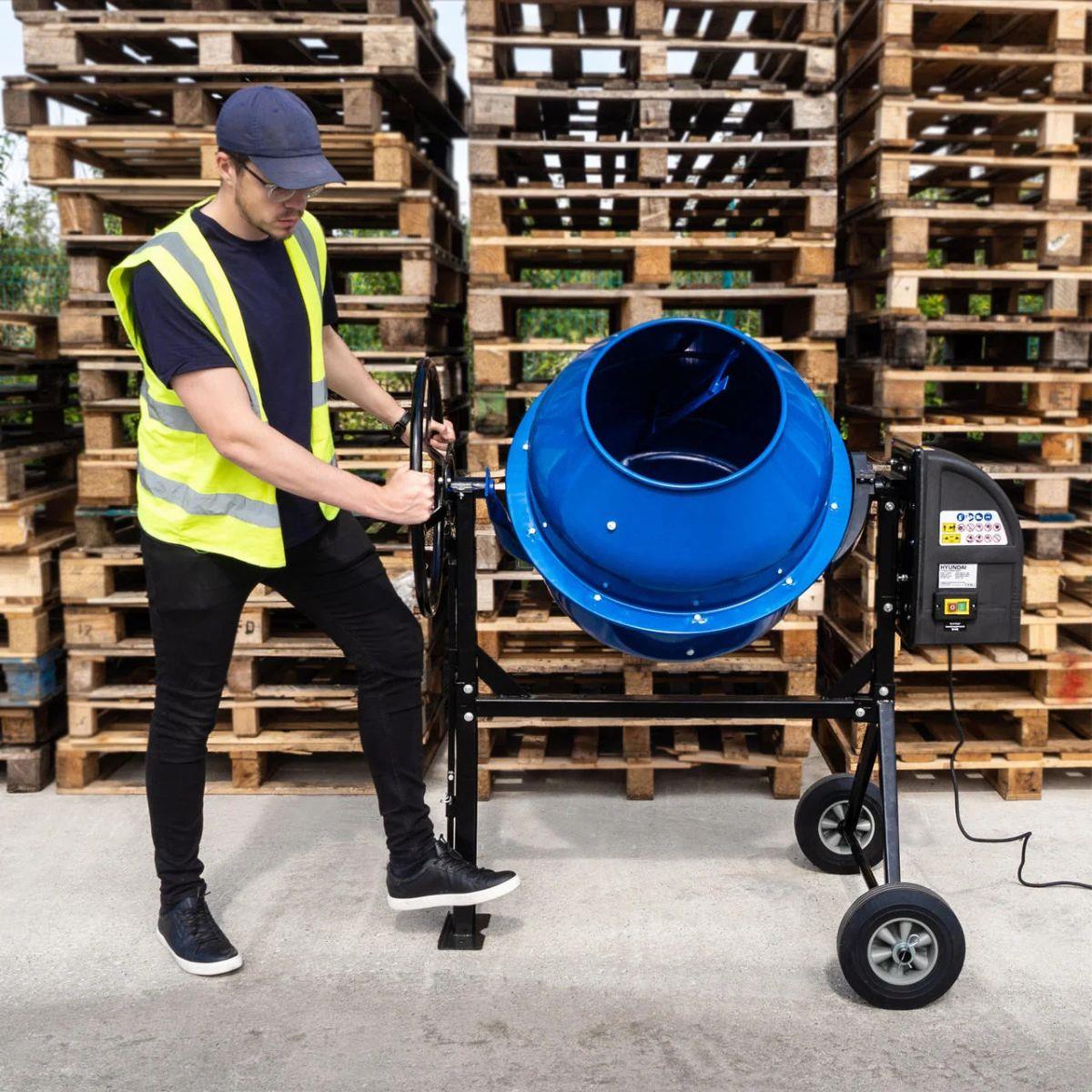 Hyundai HYCM160E 160L Portable Electric Cement Concrete Mixer 230V/650W