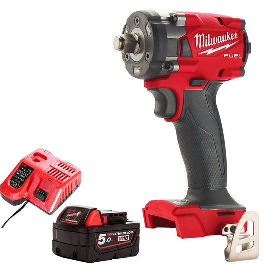 Milwaukee M18FIW2F12-0 18V Brushless 1/2" Impact Wrench with 1 x 5.0Ah Battery & Charger
