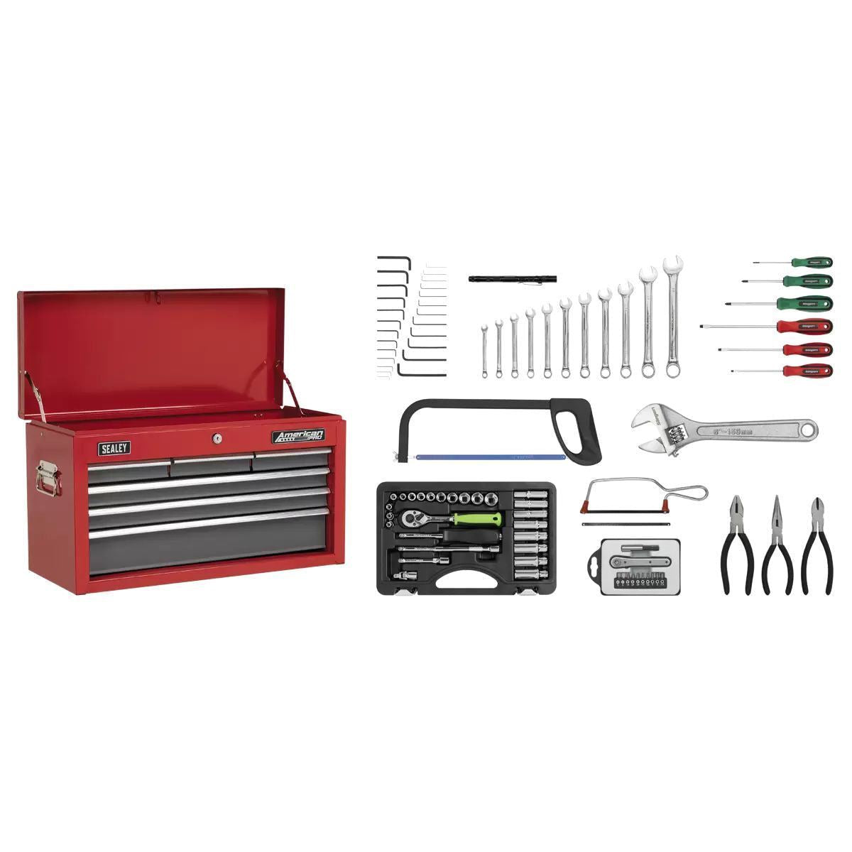 Sealey AP2201BBCOMBO 6 Drawer Topchest with Ball-Bearing Slides & 98pc Tool Kit