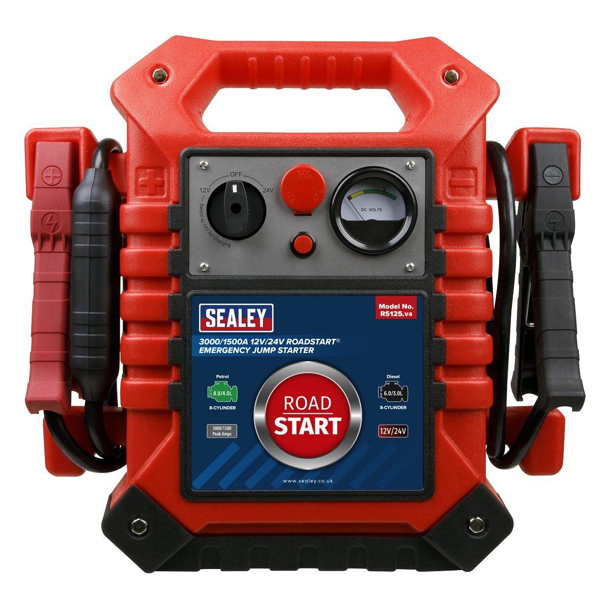 Sealey RS125 RoadStart Emergency Power Pack 12/24V 3000/1500 Peak Amps