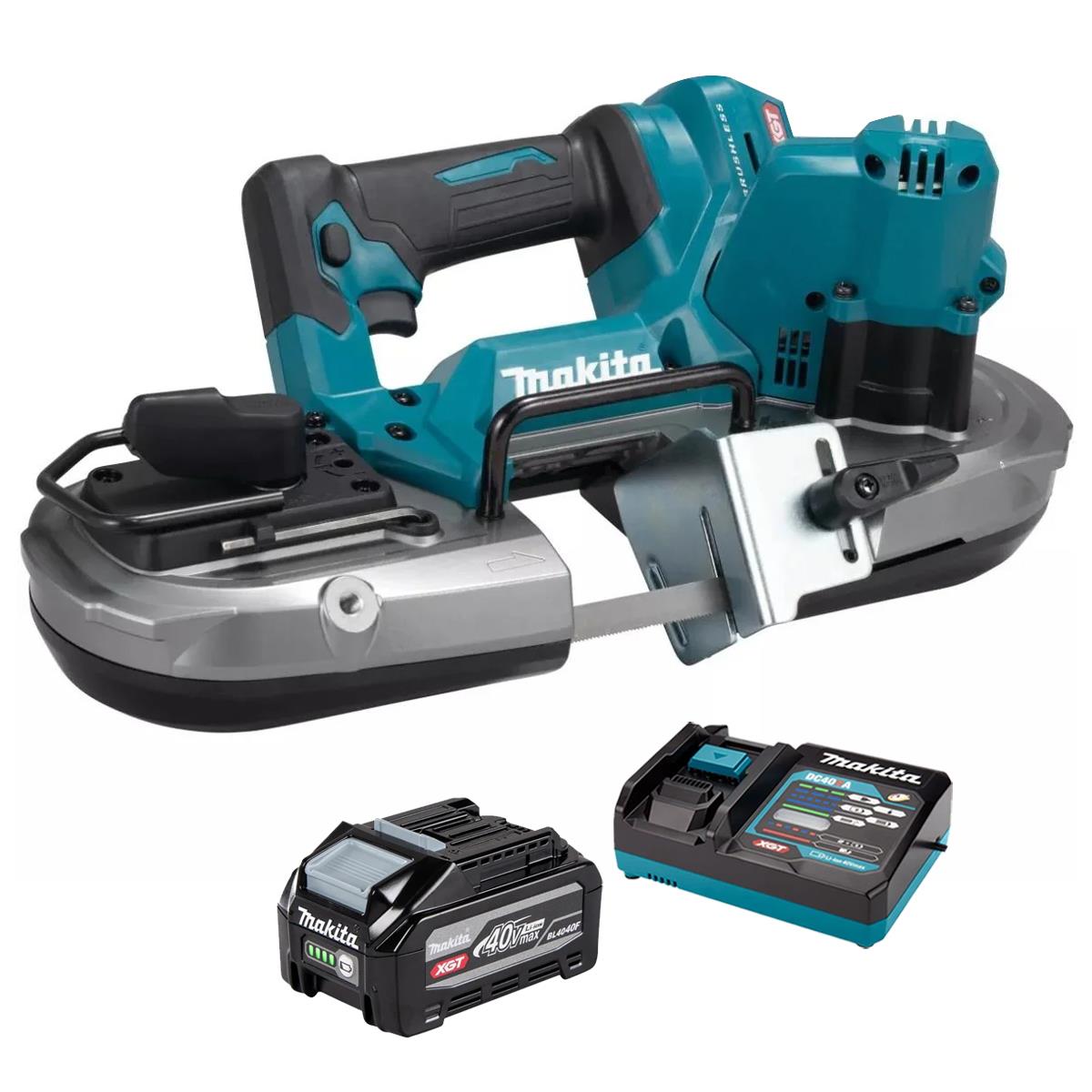 Makita PB003GZ 40V Max XGT 66mm Portable Bandsaw with 1 x 4.0Ah Battery & Charger