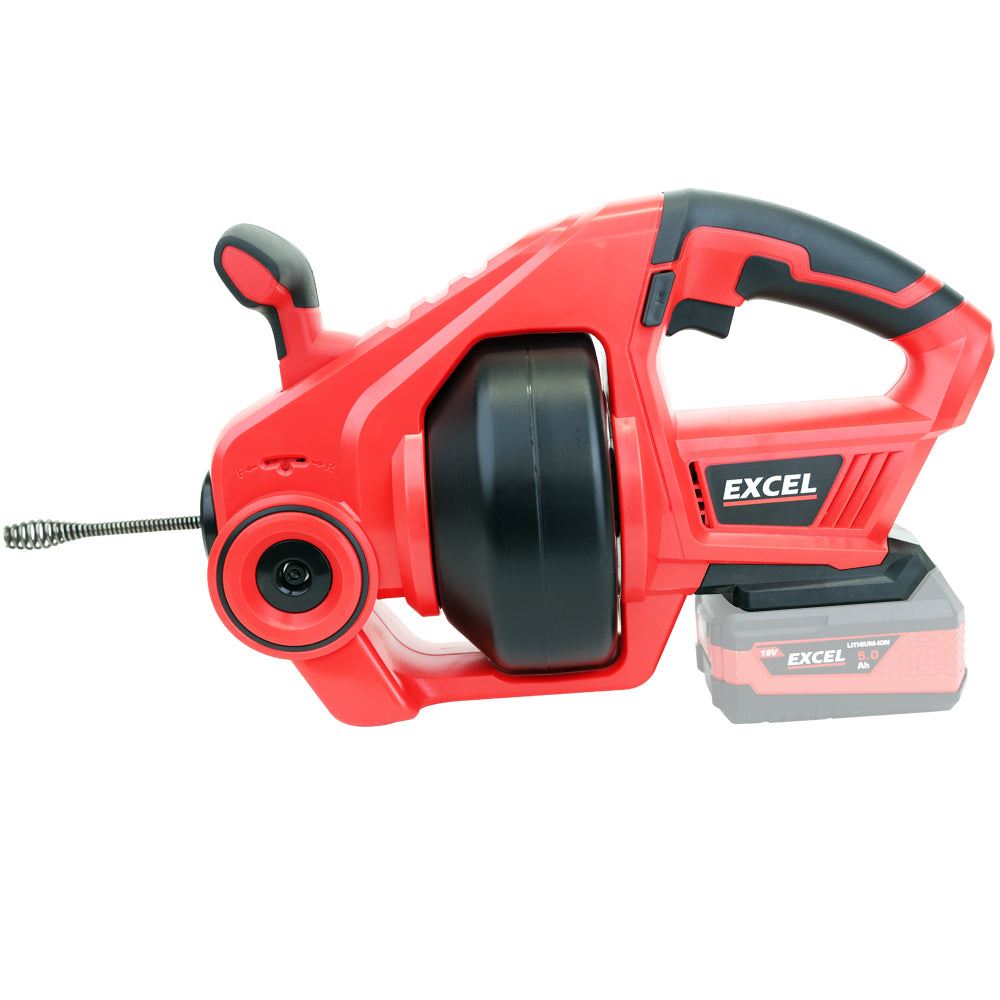 Excel 18V Cordless Drain Cleaner with Adaptor for Makita Battery