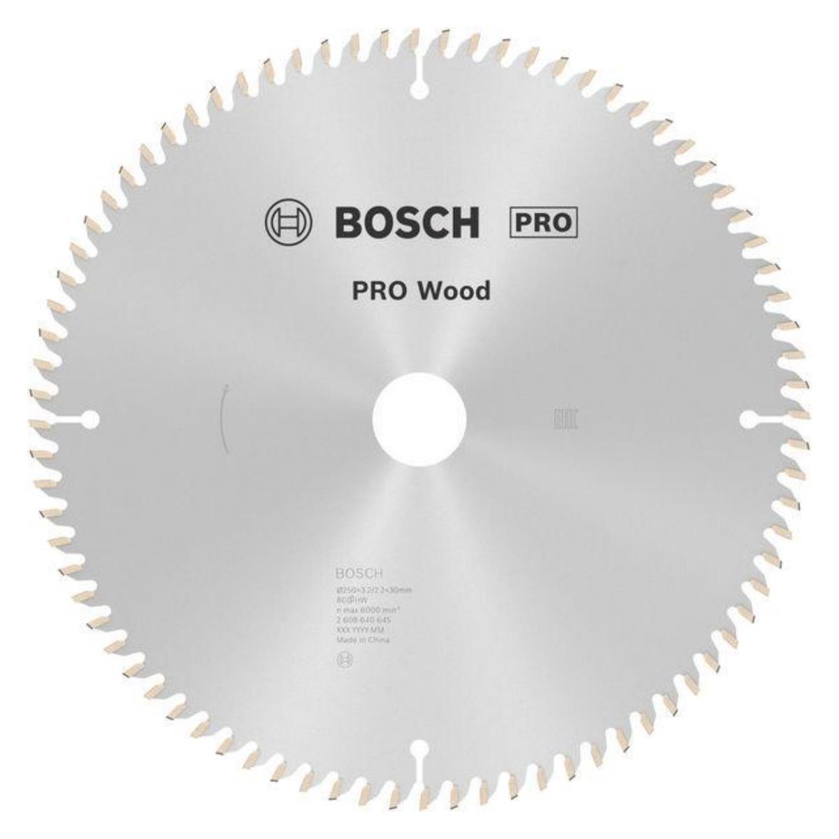 Bosch 250mm x 30mm 80T Wood Mitre Saw Blade - 2608640645