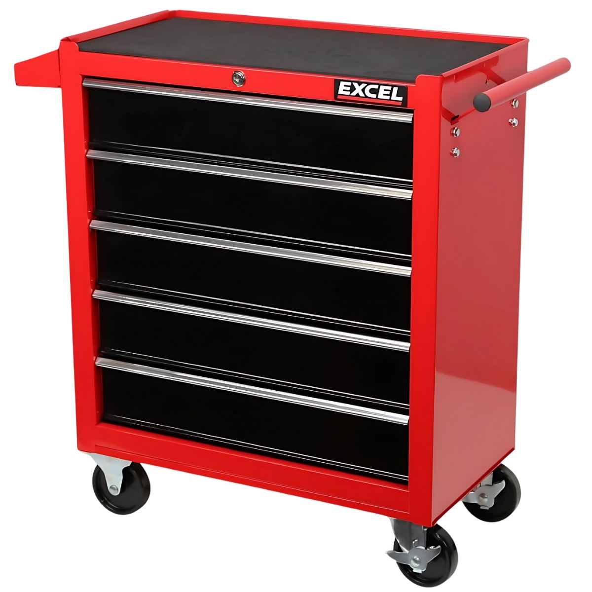 Excel 5 Drawer Tool Chest Cabinet with Wheels – Red Steel Storage