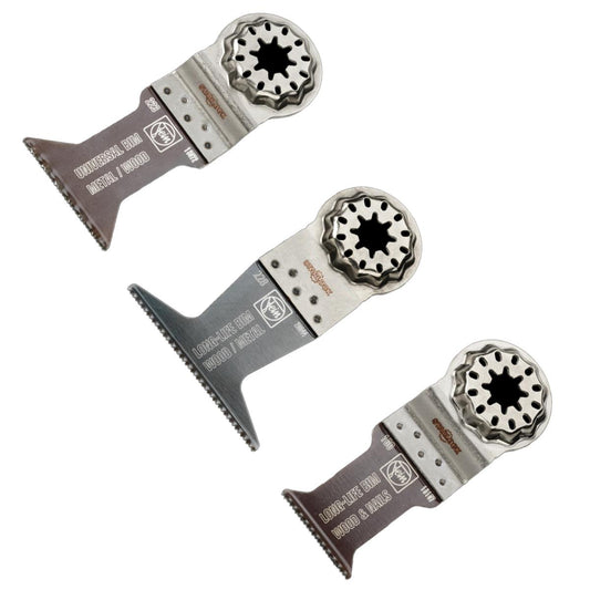 Fein 3 Piece Starlock Wood & Metal E-Cut Multi-Tool Blades Combo Set 35222967100