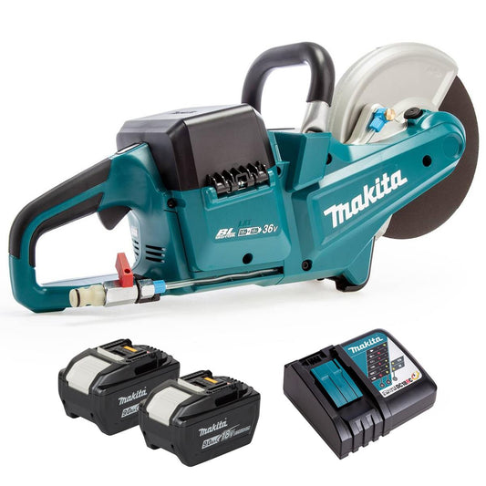 Makita DCE090ZX1 36V LXT 230mm Brushless Disc Cutter with 2 x 9.0Ah Battery & Charger