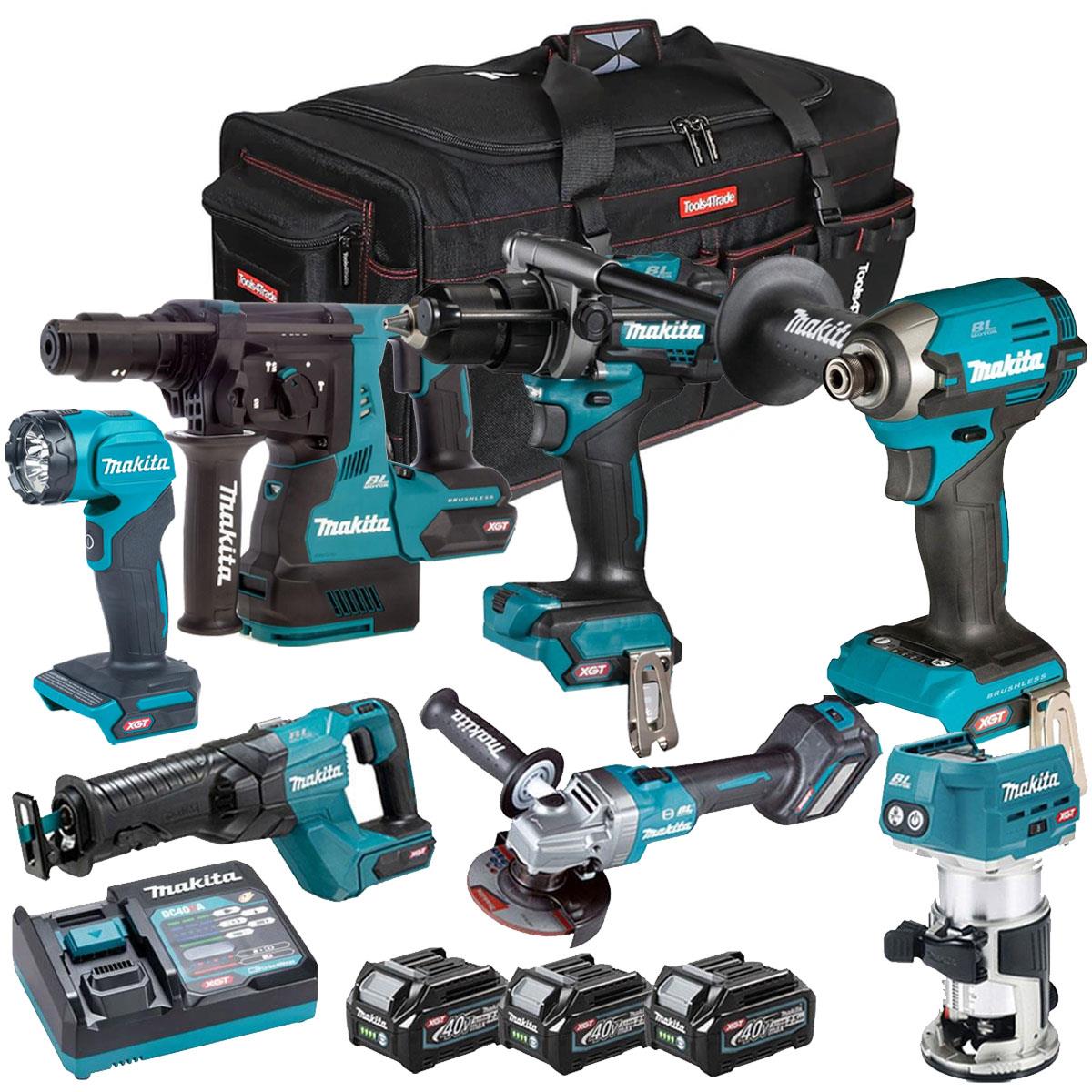 Makita 40V XGT 7 Piece Brushless Power Tool Kit with 3 x 2.5Ah Battery T4TKIT-16059