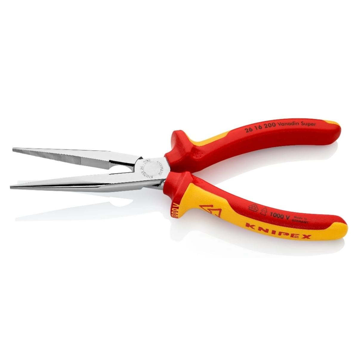 Knipex 200mm VDE Long Snipe Nose Side Cutting Pliers 26 16 200 SB